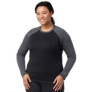Smartwool Classic Thermal Merino Pattern Plus Crew Long Sleeve 1X Black Grey